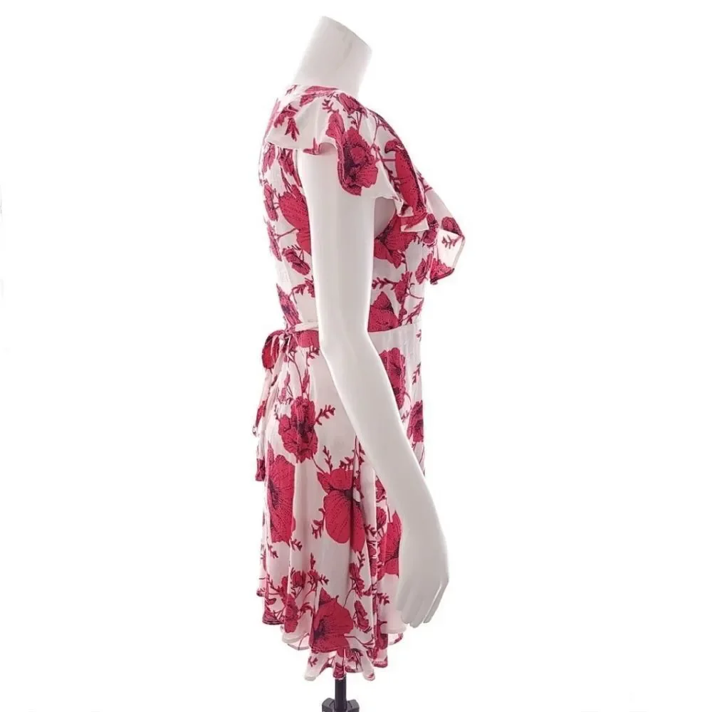 Free People Women's Size Small French Quarter Floral Pink White Wrap Dress